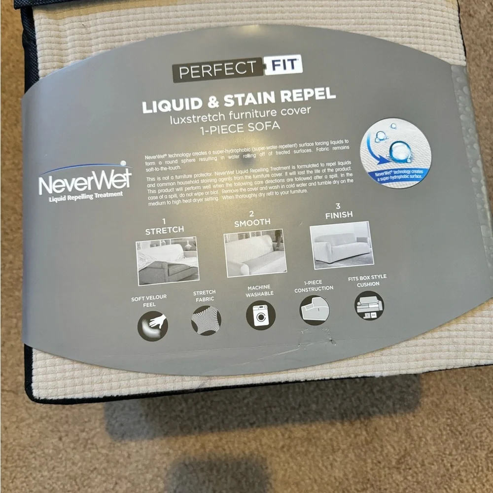 NeverWet Cream Sofa Cover NWT